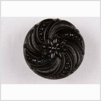 Black Floral and Swirl Glass Button - 36L/23mm