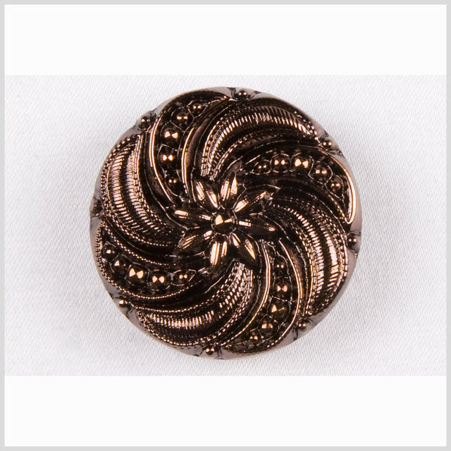 Copper Floral and Swirl Glass Button - 44L/28mm