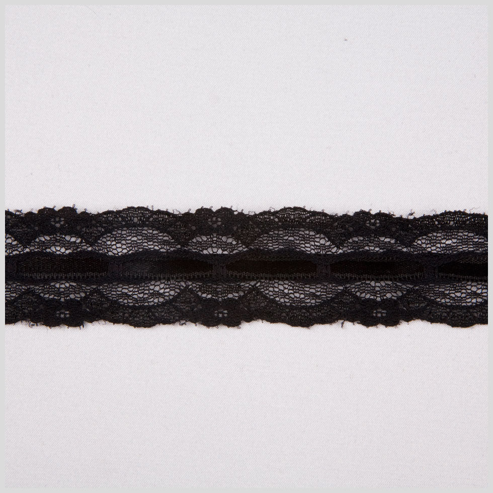 1" Black Raschel Lace