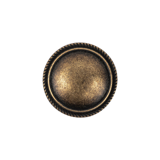 Old Brass Domed Metal Shank Back Button with Decorative Rim - 32L/20mm