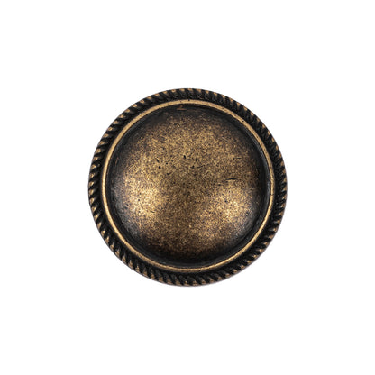 Old Brass Domed Metal Shank Back Button with Decorative Rim - 36L/23mm