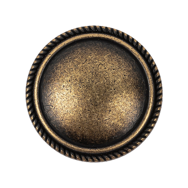 Old Brass Domed Metal Shank Back Button with Decorative Rim - 44L/28mm