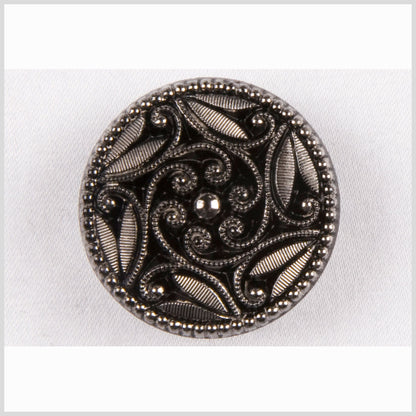 Black/Platinum Glass Button - 18L/11.5mm