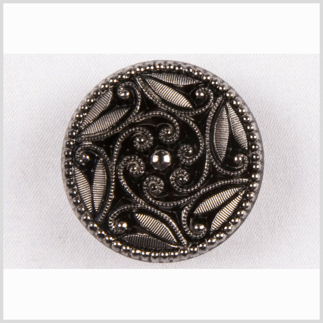 Black/Platinum Glass Button - 22L/14mm