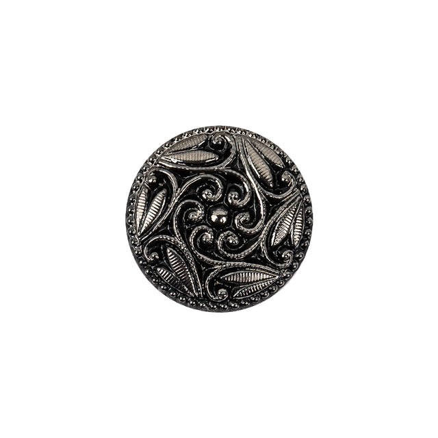 Black/Platinum Glass Button - 28L/18mm