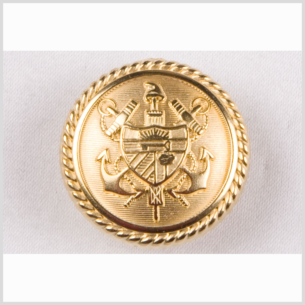 Metal Shank Back Button - 24L/15mm - Gold Nautical Crest