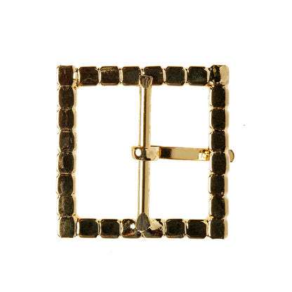 Swarovski Crystal and Gold Square Rhinestone Buckle - 1.375" Detail
