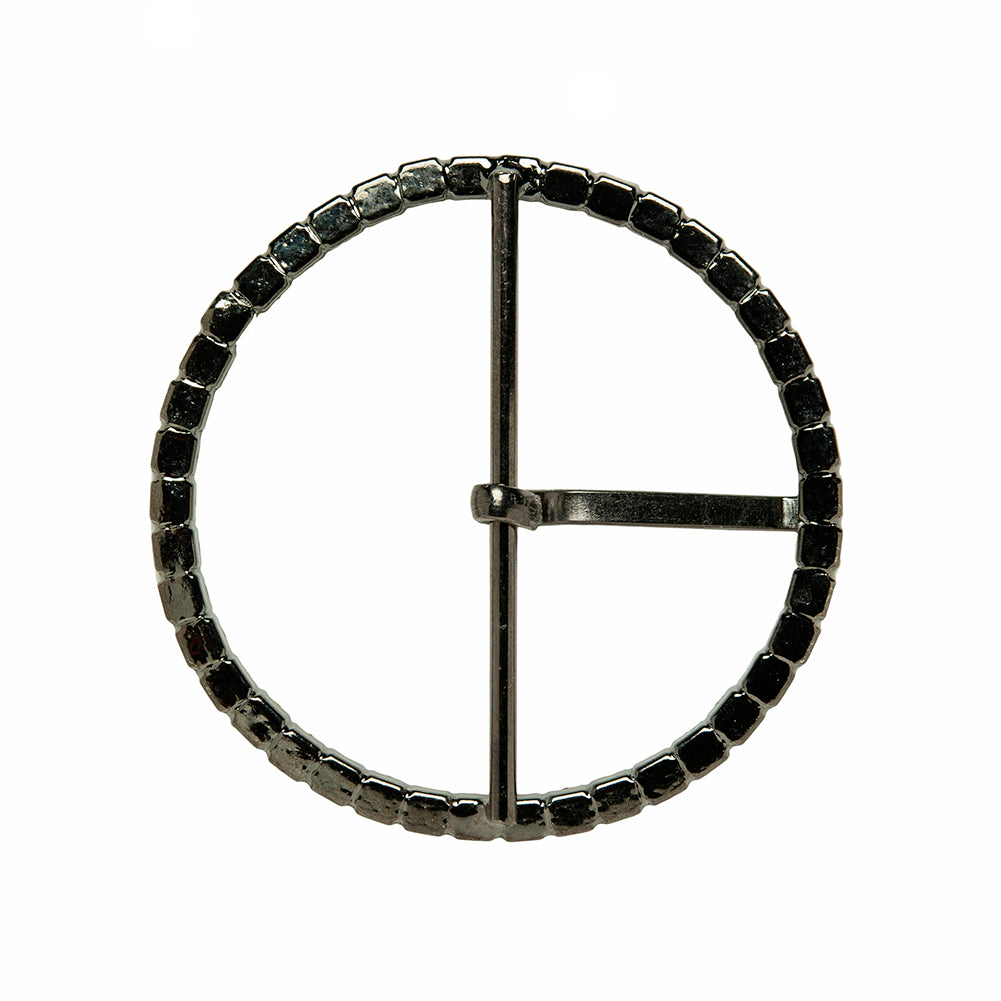 Swarovski Black Diamond and Gunmetal Circular Rhinestone Buckle - 2.5" - Folded - Image 2 of 3