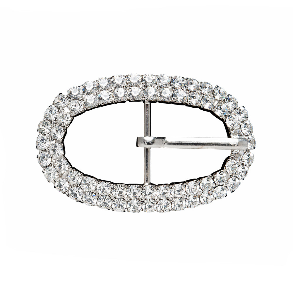 Swarovski Crystal and Silver Oval Rhinestone Buckle - 1.625" x 2.5"