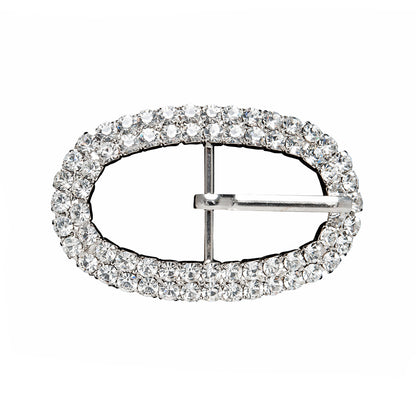 Swarovski Crystal and Silver Oval Rhinestone Buckle - 1.625" x 2.5"