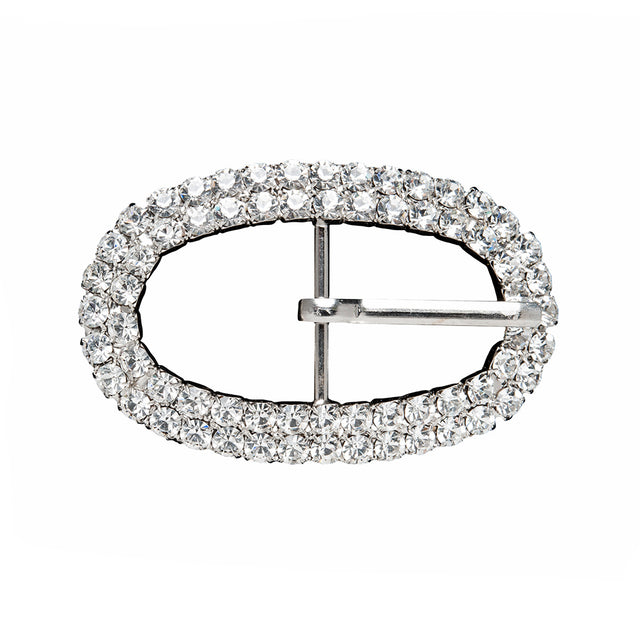 Swarovski Crystal and Silver Oval Rhinestone Buckle - 1.625" x 2.5"