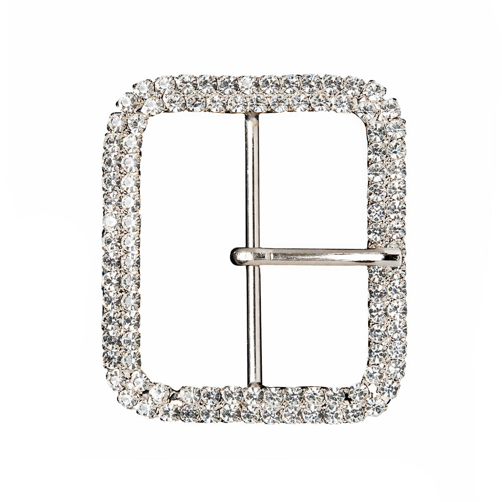 Swarovski Black Diamond and Gunmetal Rounded Rectangular Rhinestone Buckle - 2" x 2.375"