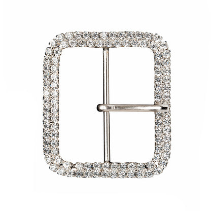 Swarovski Black Diamond and Gunmetal Rounded Rectangular Rhinestone Buckle - 2" x 2.375"