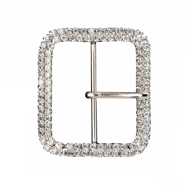 Swarovski Black Diamond and Gunmetal Rounded Rectangular Rhinestone Buckle - 2" x 2.375"
