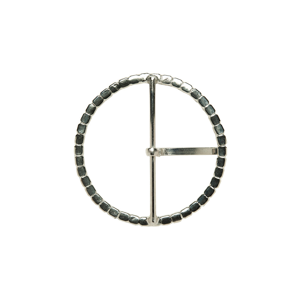 Swarovski Crystal and Silver Circular Rhinestone Buckle - 1.75" Folded