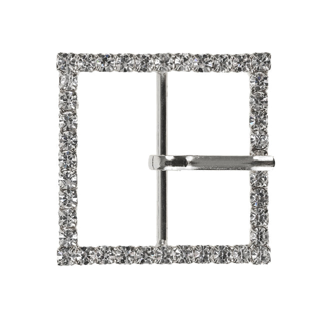 Swarovski Crystal and Silver Square Rhinestone Buckle - 1.75"