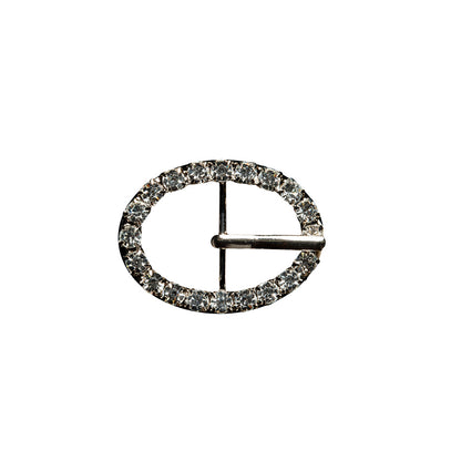 Swarovski Crystal and Silver Oval Rhinestone Buckle - 1.125" x 1.5"