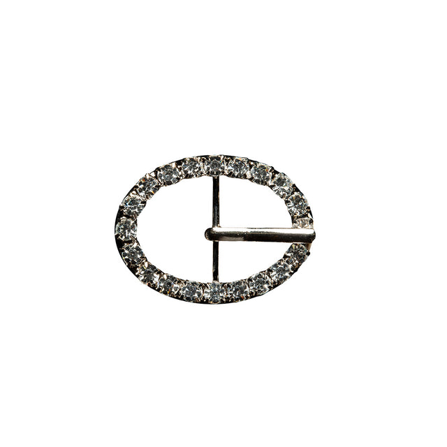 Swarovski Crystal and Silver Oval Rhinestone Buckle - 1.125" x 1.5"