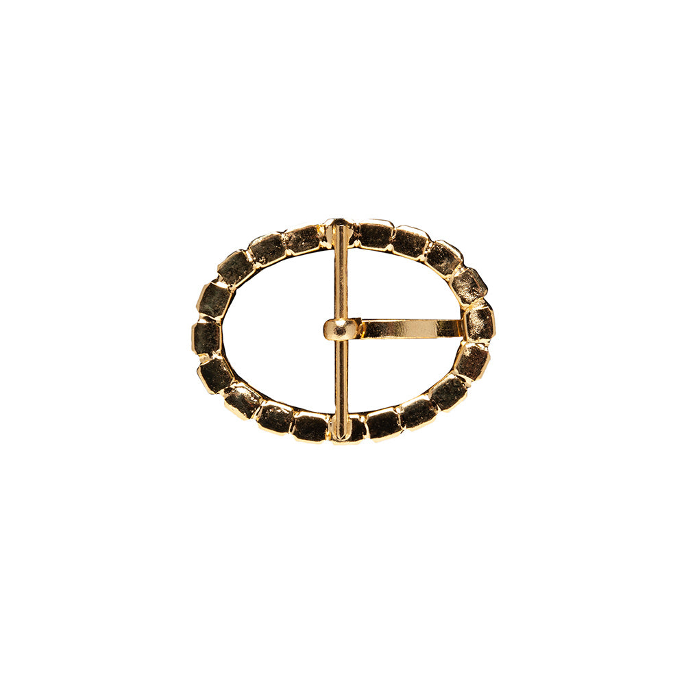 Swarovski Crystal and Gold Oval Rhinestone Buckle - 1.125" x 1.5" Folded