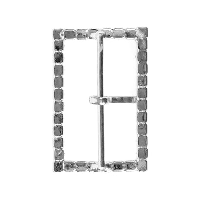 Swarovski Crystal and Silver Rectangular Rhinestone Buckle - 1.375" x 2" Detail