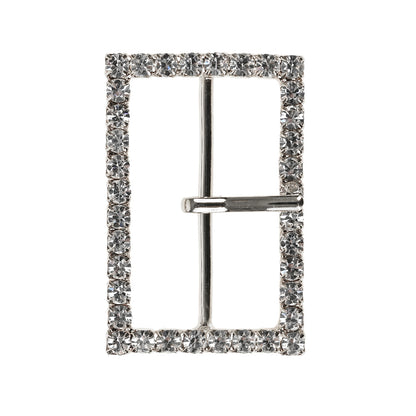 Swarovski Crystal and Silver Rectangular Rhinestone Buckle - 1.375" x 2"