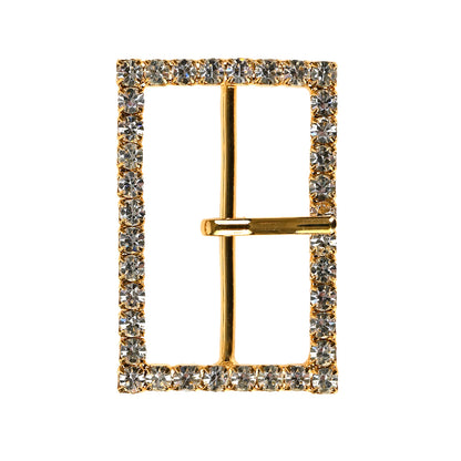 Swarovski Crystal and Gold Rectangular Rhinestone Buckle - 1.375" x 2"