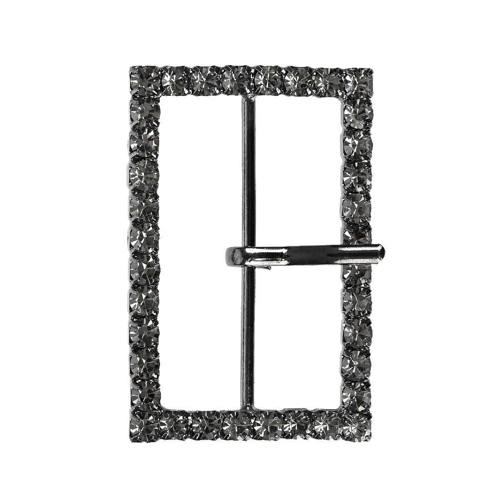 Swarovski Gunmetal Rectangular Rhinestone Buckle - 1.375" x 2"