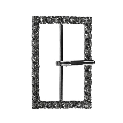Swarovski Gunmetal Rectangular Rhinestone Buckle - 1.375" x 2"