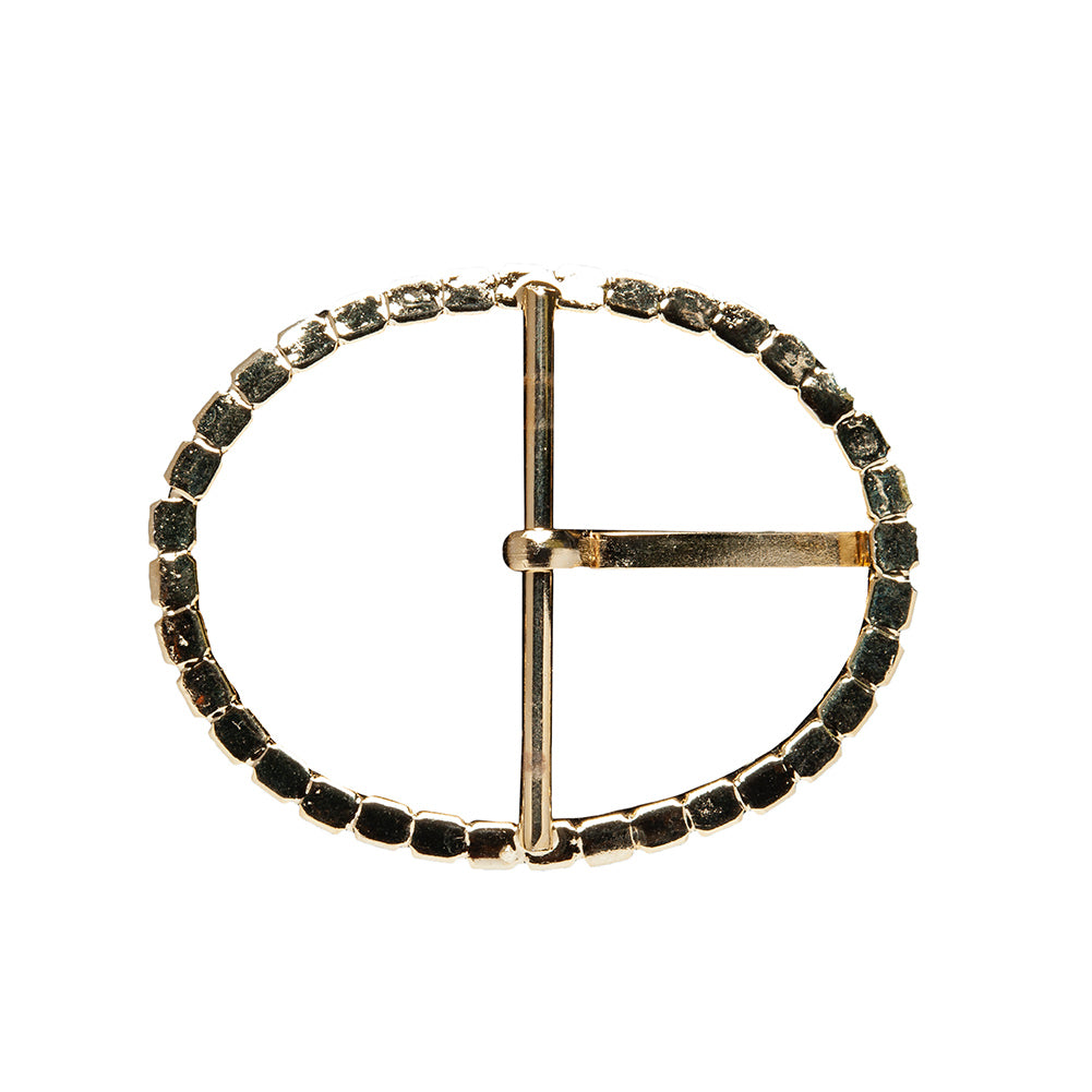 Swarovski Crystal and Gold Oval Rhinestone Buckle - 1.875" x 2.375" Folded