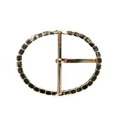 Swarovski Crystal and Gold Oval Rhinestone Buckle - 1.875" x 2.375" Folded