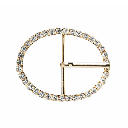 Swarovski Crystal and Gold Oval Rhinestone Buckle - 1.875" x 2.375"