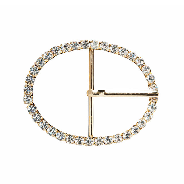Swarovski Crystal and Gold Oval Rhinestone Buckle - 1.875" x 2.375"