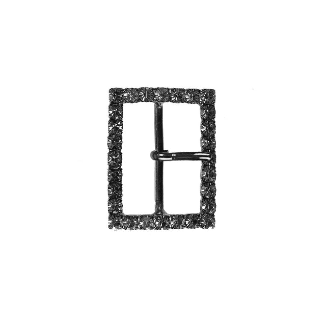 Swarovski Gunmetal Rectangular Rhinestone Buckle - 1.125" x 1.5"