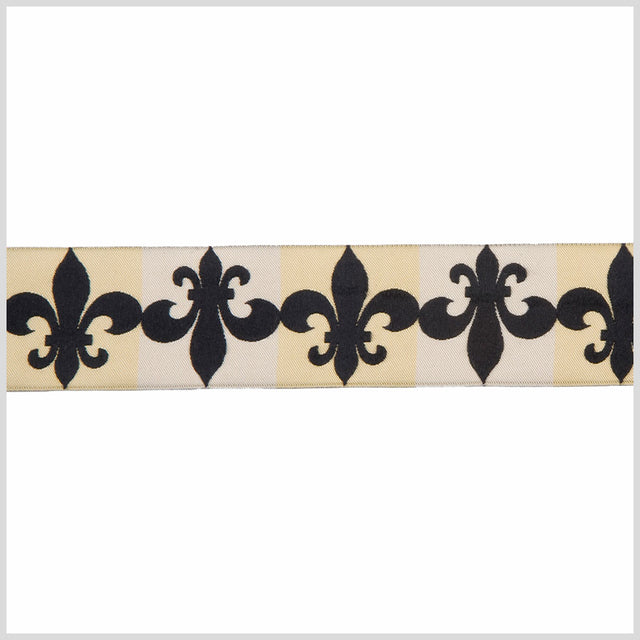 1.5" Cream/Black French Jacquard Ribbon
