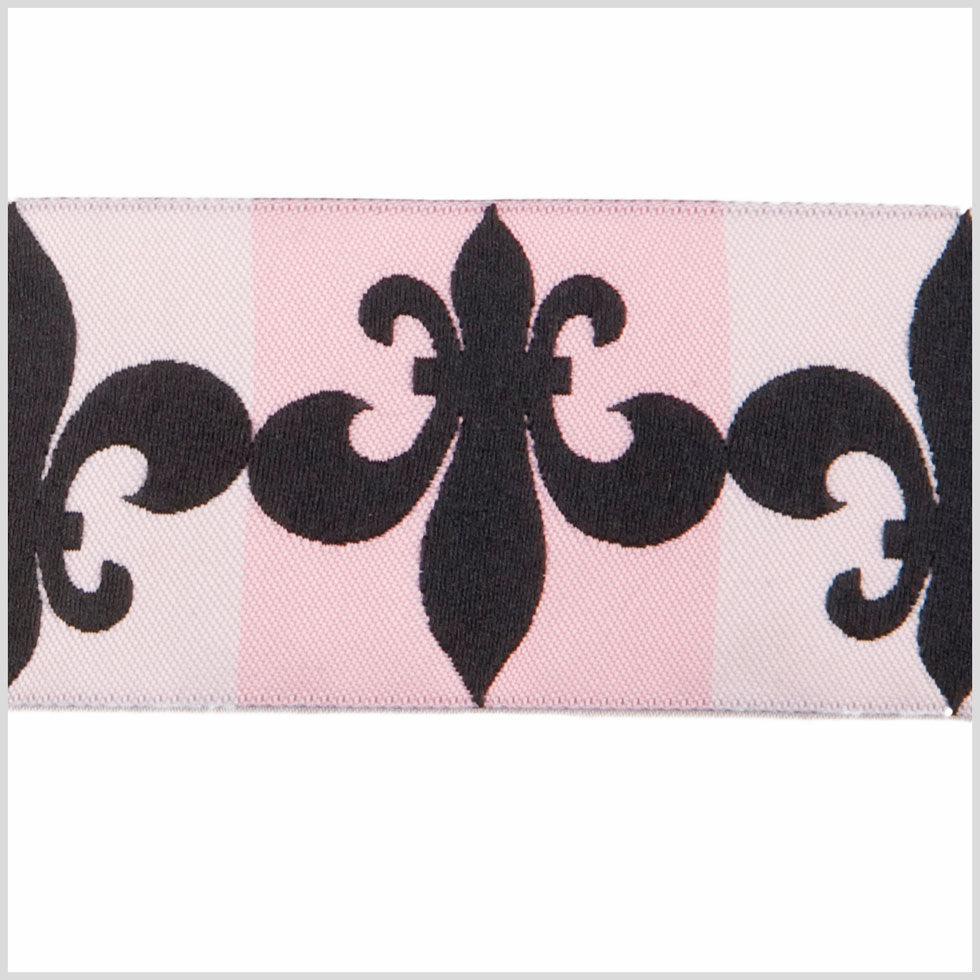 1.5" Baby Pink/Black French Jacquard Ribbon Detail