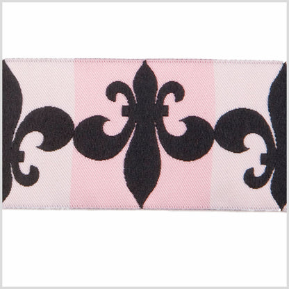 1.5" Baby Pink/Black French Jacquard Ribbon Detail