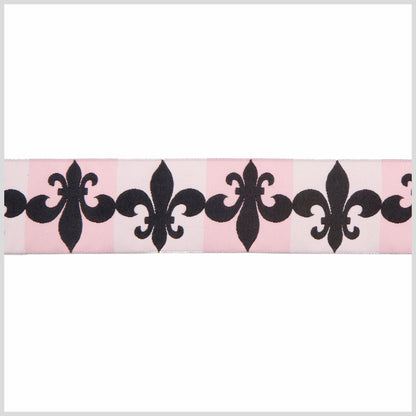 1.5" Baby Pink/Black French Jacquard Ribbon