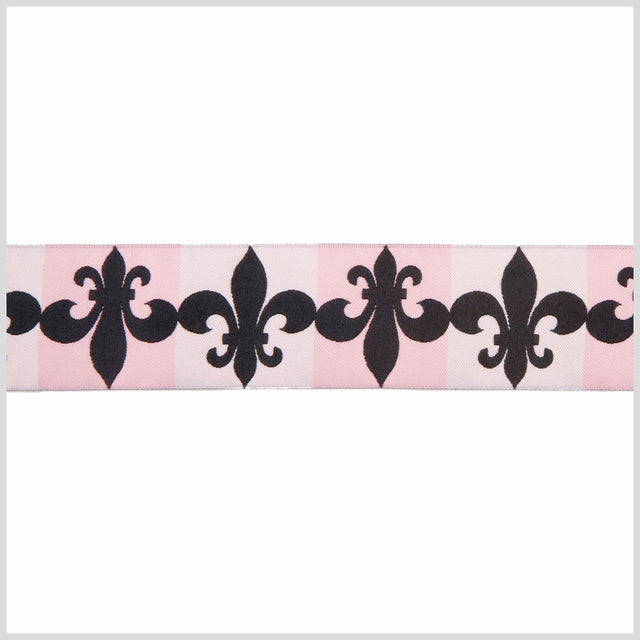 1.5" Baby Pink/Black French Jacquard Ribbon