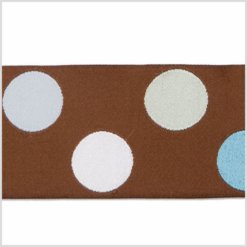 Chocolate/White/Blue/Seafoam/Baby Blue French Jacquard Ribbon Detail