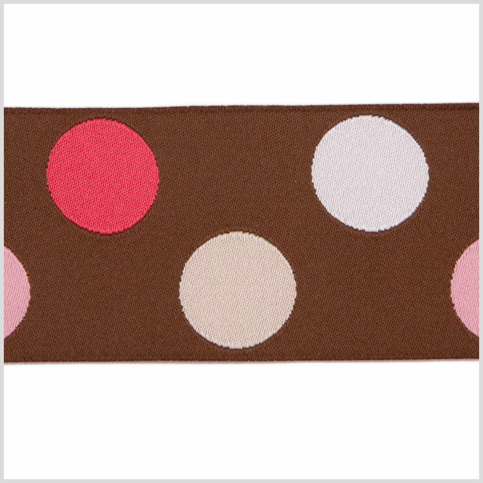Chocolate/Fuchsia/Baby Pink/White/Cream French Jacquard Ribbon Detail