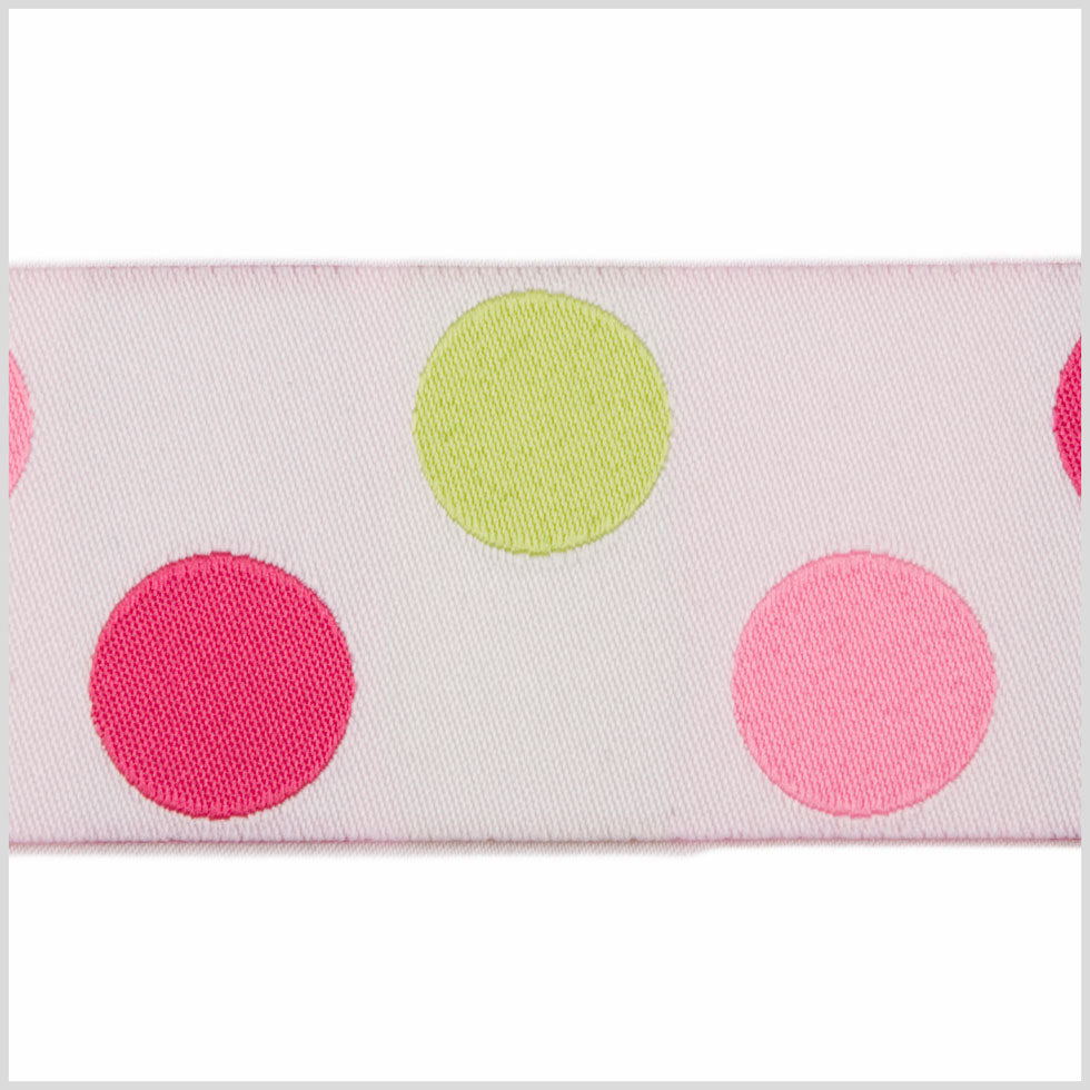 White/Fuchsia/Green/Pink French Jacquard Ribbon Detail