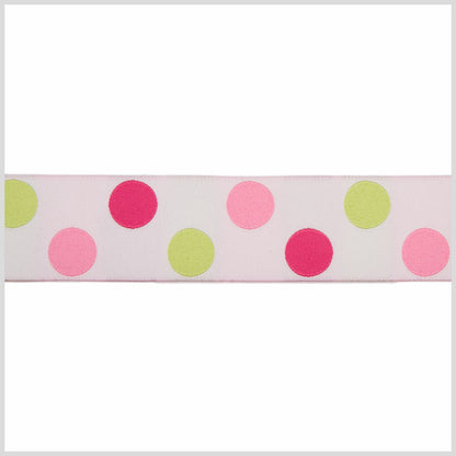 White/Fuchsia/Green/Pink French Jacquard Ribbon