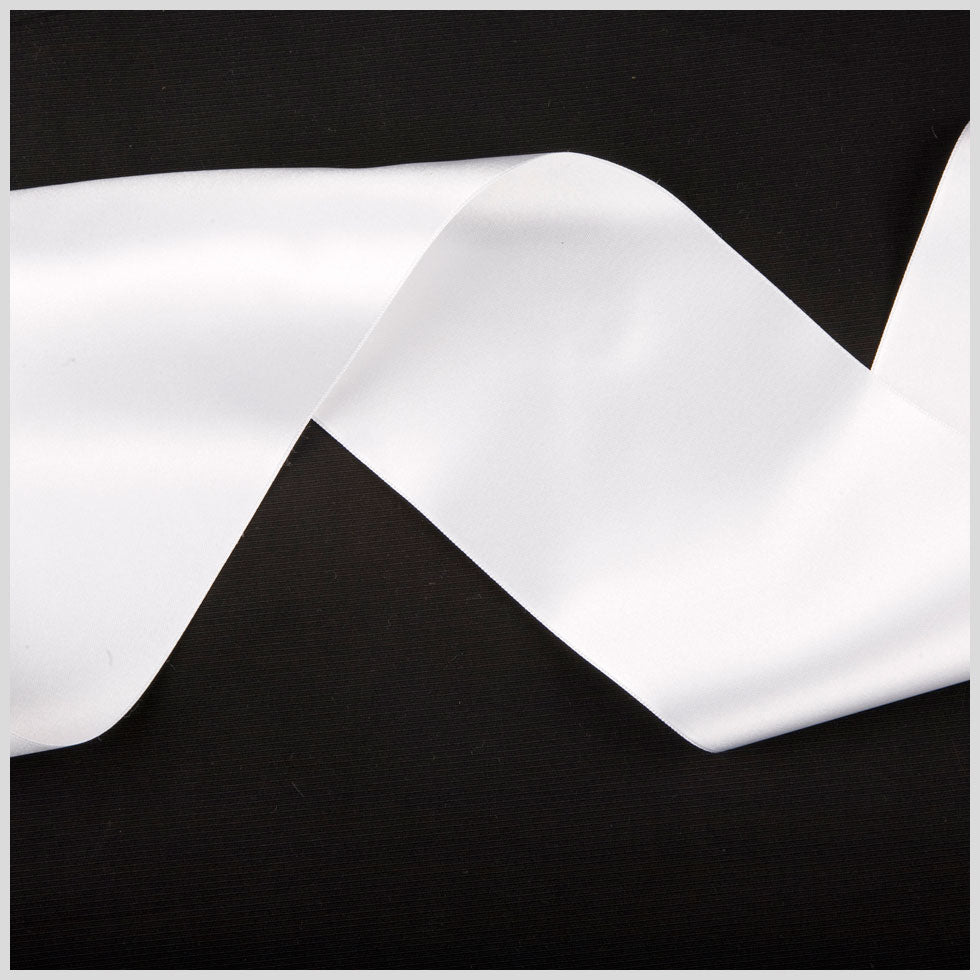 3.75" White Double Face French Satin Ribbon