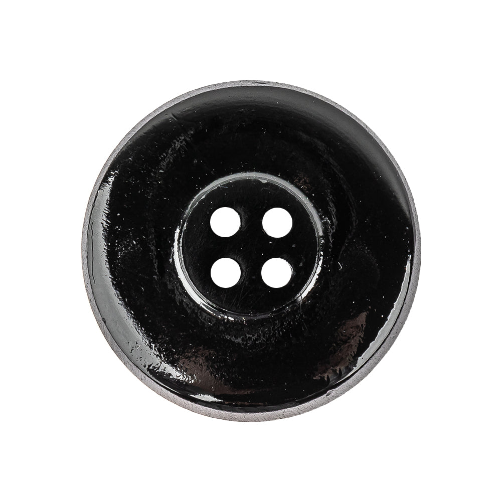 Black and Gold Edged 4-Hole Glass Button - 42L/27mm Detail
