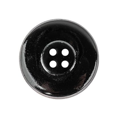 Black and Gold Edged 4-Hole Glass Button - 42L/27mm Detail