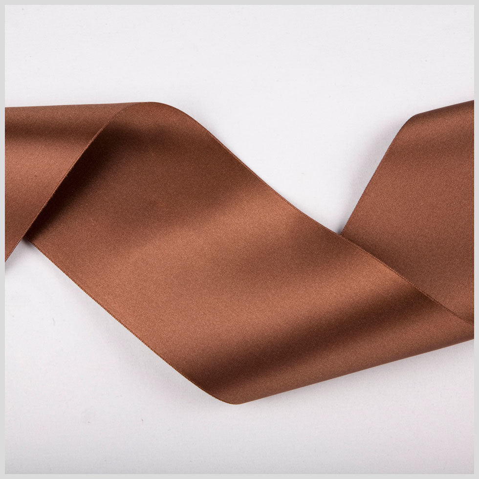 3.75" Brown Double Face French Satin Ribbon