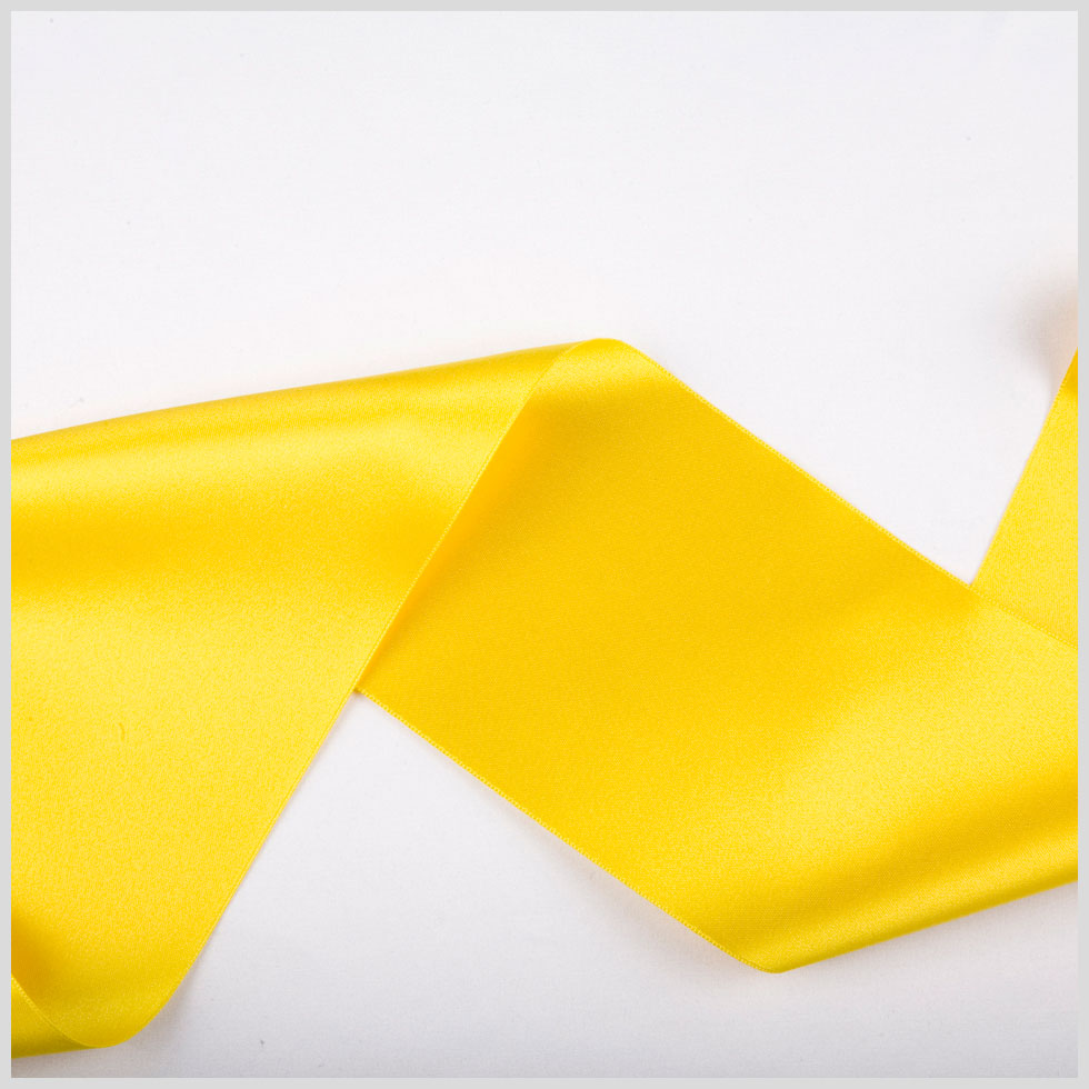 3.75" Yellow Double Face French Satin Ribbon