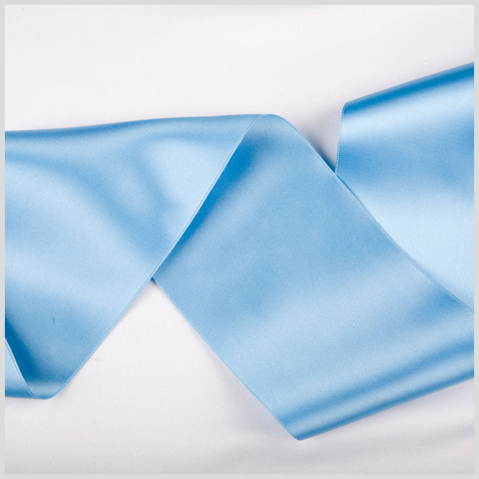 3.75" Blue Double Face French Satin Ribbon