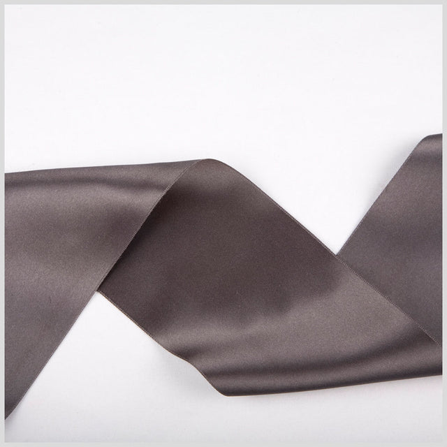 3.75" Charcoal Double Face French Satin Ribbon