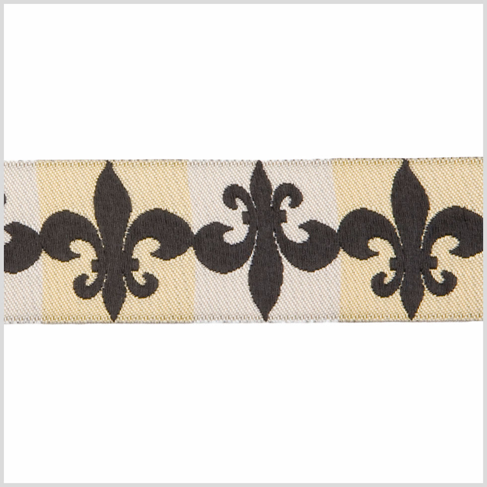 1" Cream/Black French Jacquard Ribbon Detail